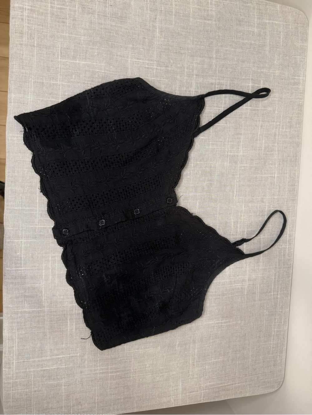 Black Crop Top with Buttons Y2K Lace Lush